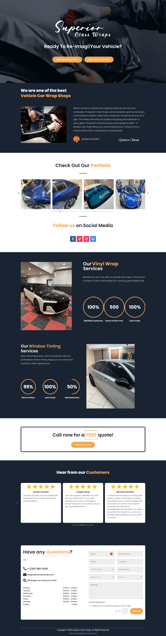 Superior Class Wraps website